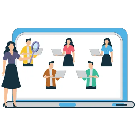 Businesswoman working on Customer Journey Mapping  Illustration