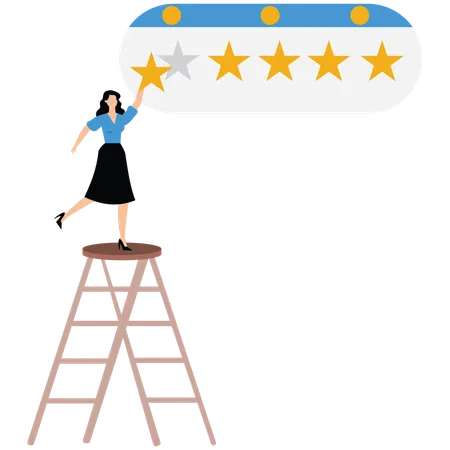 Businesswoman working on customer rating  Illustration