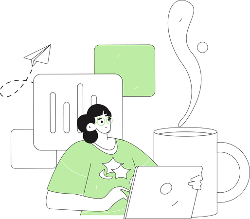 Businesswoman working on data analytics  Illustration