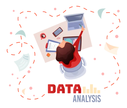 Businesswoman working on data analytics  Illustration