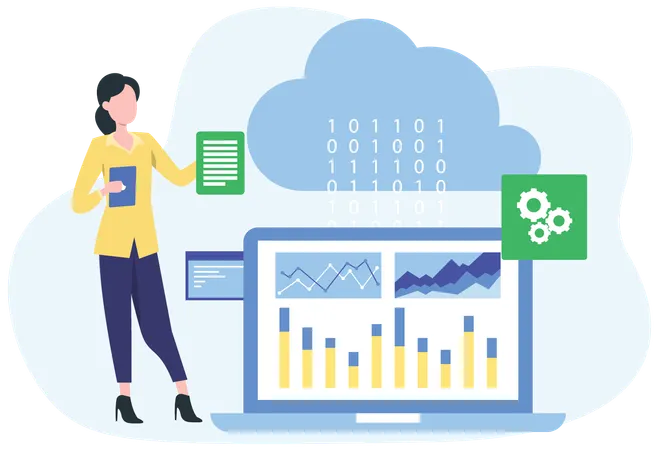Businesswoman working on Data Mining  Illustration
