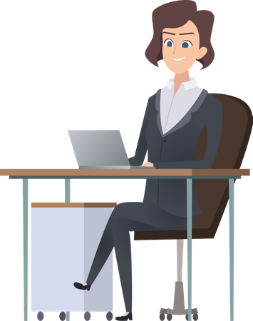 Businesswoman working on desk  Illustration