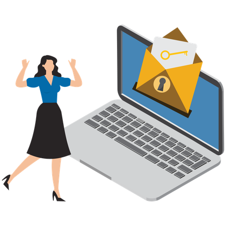 Businesswoman working on email security  Illustration