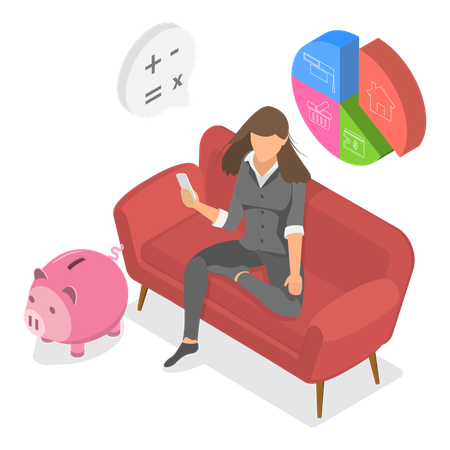 Businesswoman working on financial budget  Illustration