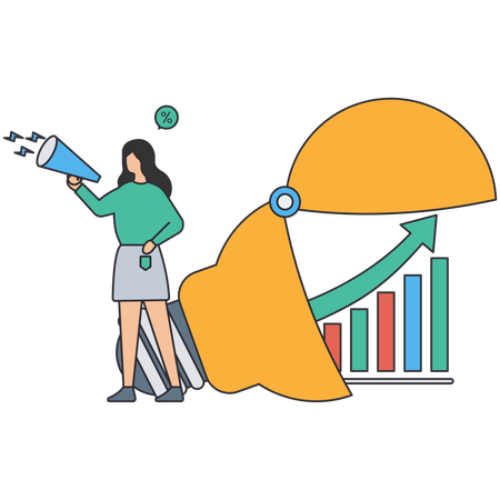 Businesswoman working on financial idea  Illustration