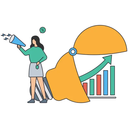 Businesswoman working on financial idea  Illustration