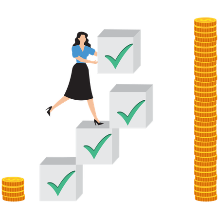 Businesswoman working on financial management  Illustration