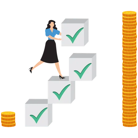 Businesswoman working on financial management  Illustration