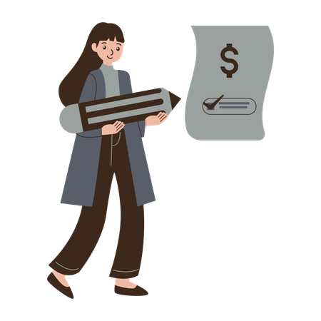 Businesswoman working on financial plan  Illustration