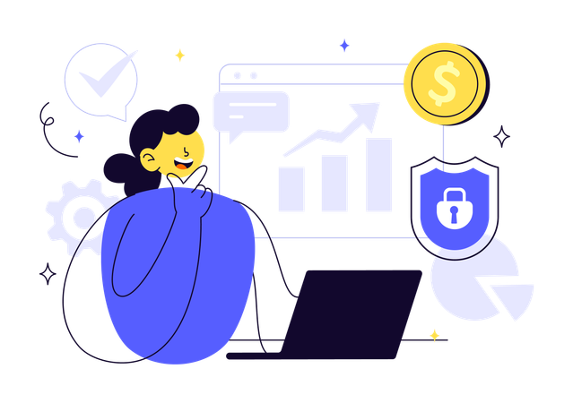 Businesswoman working on financial technology  Illustration