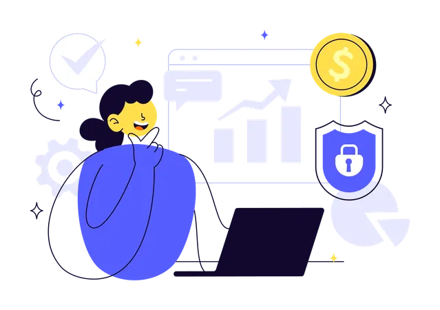 Businesswoman working on financial technology  Illustration