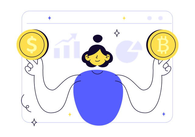 Businesswoman working on financial technology  Illustration
