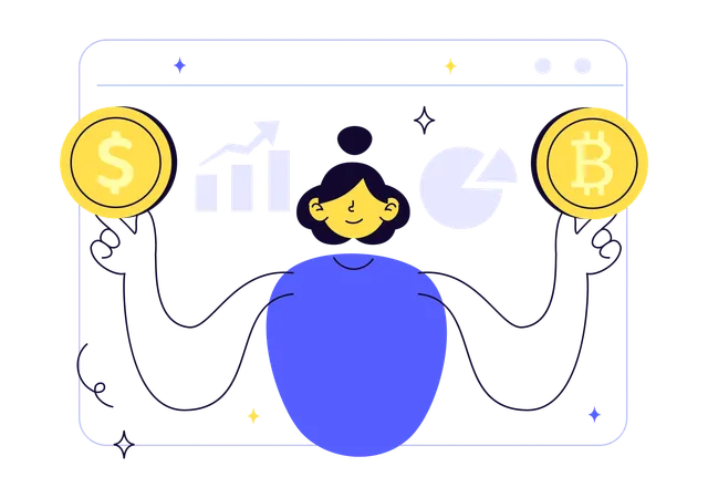 Businesswoman working on financial technology  Illustration