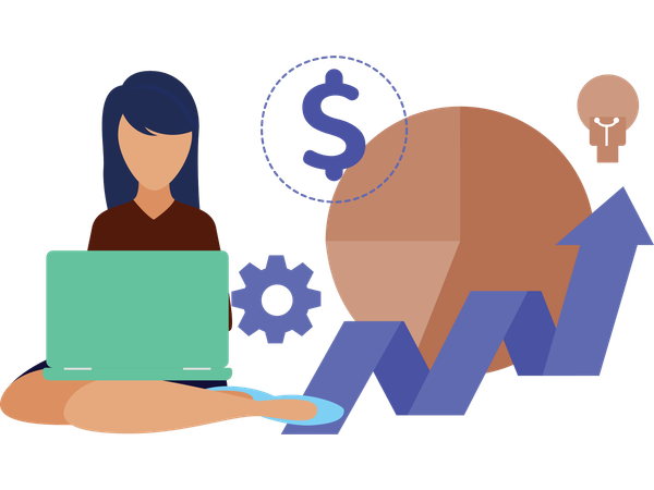 Businesswoman working on growth chart  Illustration