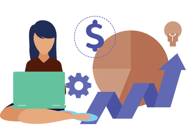 Businesswoman working on growth chart  Illustration