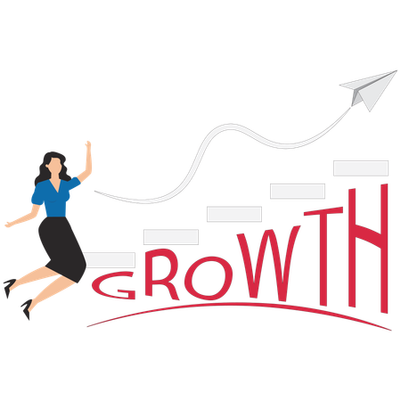 Businesswoman working on growth investment  Illustration