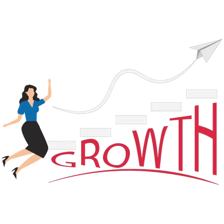 Businesswoman working on growth investment  Illustration