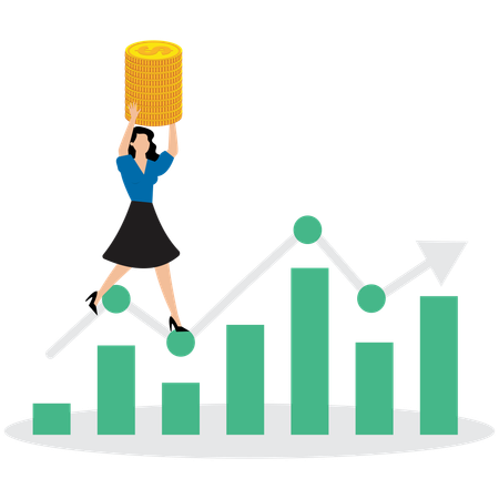 Businesswoman working on investment graph  Illustration