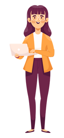 Businesswoman working on laptop Illustration