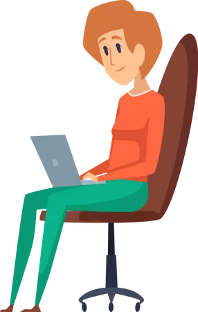 Businesswoman working on laptop  Illustration
