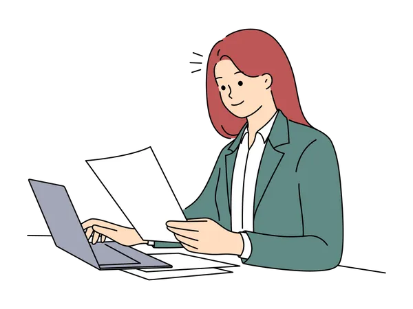 Businesswoman working on laptop  일러스트레이션