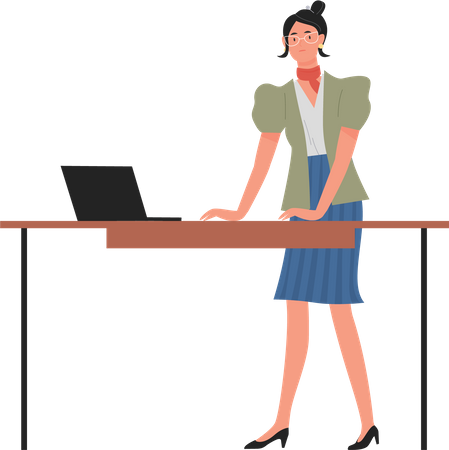 Businesswoman working on laptop  Illustration