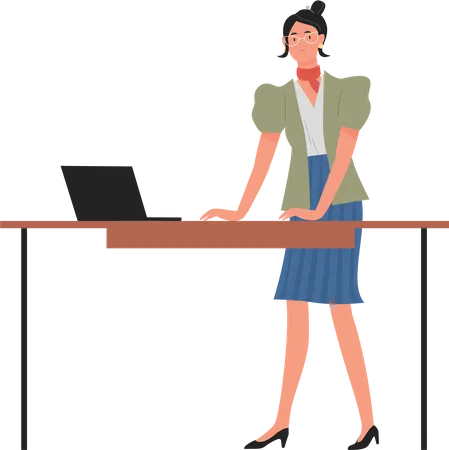 Businesswoman working on laptop  Illustration