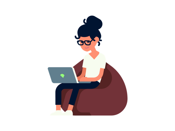 Businesswoman working on laptop  Illustration