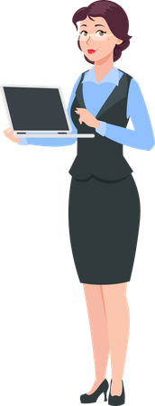 Businesswoman working on laptop  Illustration