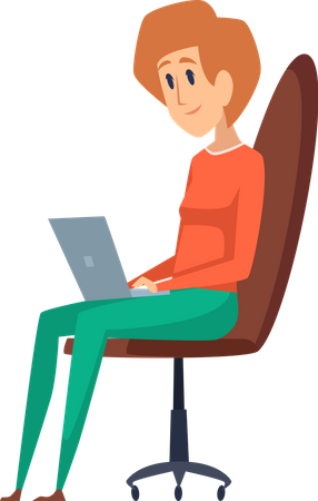 Businesswoman working on laptop  Illustration