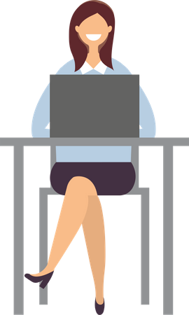 Businesswoman working on laptop  Illustration