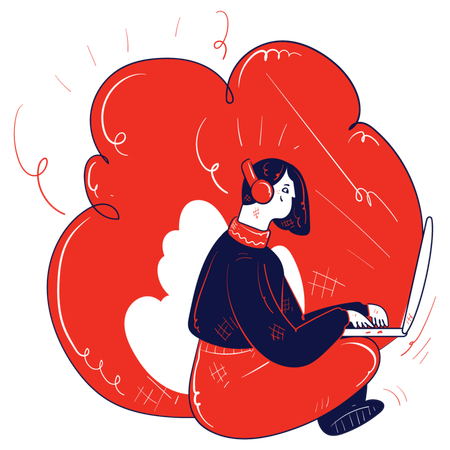 Businesswoman working on laptop  Illustration