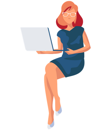 Businesswoman working on laptop  Illustration