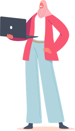 Businesswoman working on laptop  Illustration