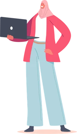 Businesswoman working on laptop  Illustration