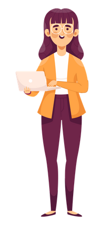 Businesswoman working on laptop  Illustration