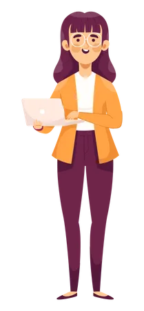 Businesswoman working on laptop  Illustration