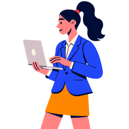 Businesswoman Working on Laptop  Illustration
