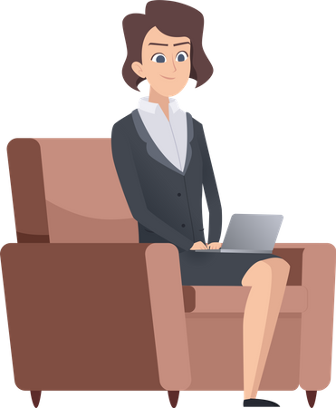 Businesswoman working on laptop  Illustration