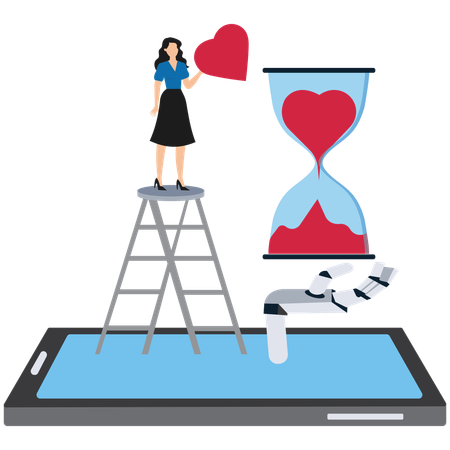 Businesswoman working on love timing  Illustration