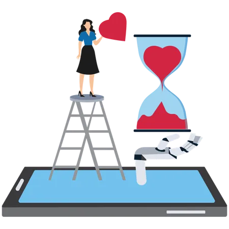 Businesswoman working on love timing  Illustration