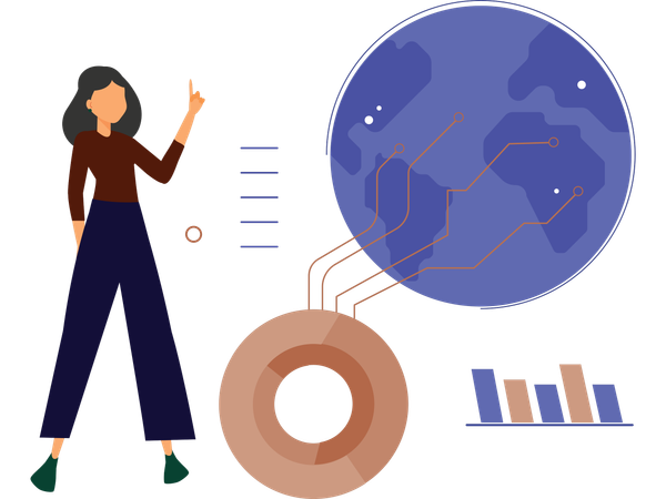 Businesswoman working on market research  Illustration