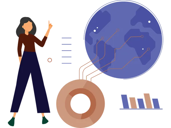 Businesswoman working on market research  Illustration
