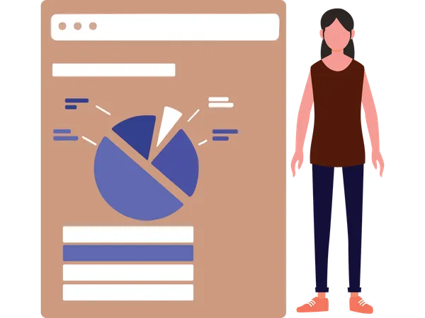 Businesswoman working on market research  Illustration