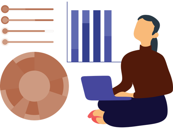 Businesswoman working on market research  Illustration