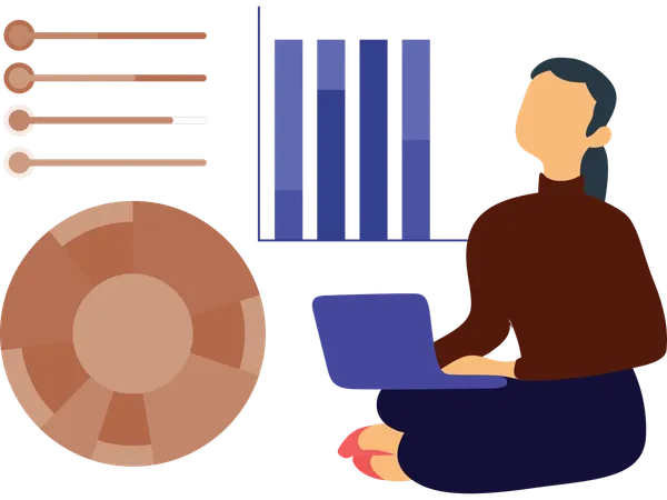 Businesswoman working on market research  Illustration