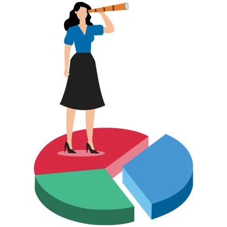 Businesswoman working on marketing strategy  Illustration