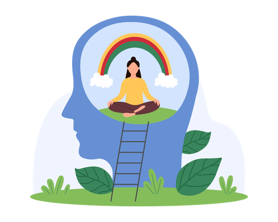 Businesswoman working on mental wellbeing  Illustration