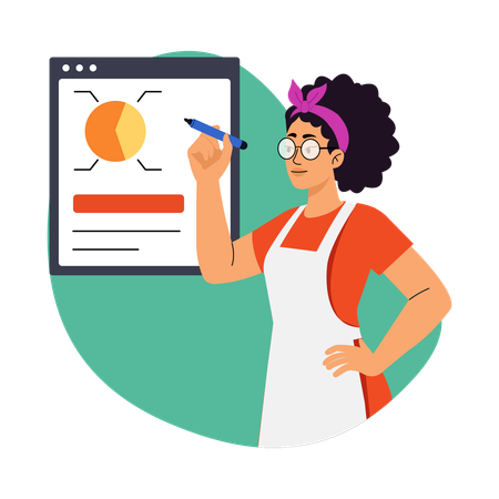 Businesswoman working on Mobile Data Analysis  Illustration