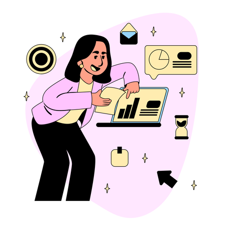 Businesswoman working on mvp development  Illustration
